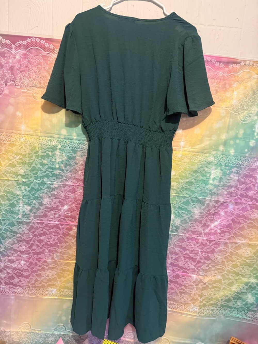 Smocked Waist Forest Green Tiered Maxi Dress